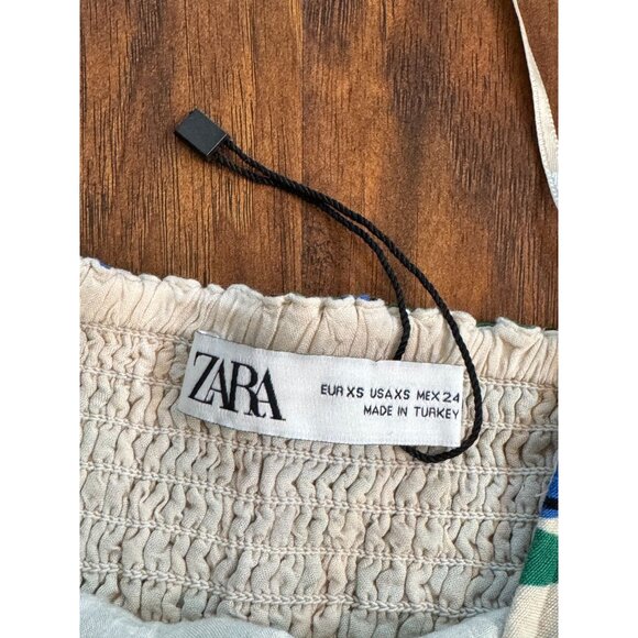 NWOT Zara Womens XS Multicolor Abstract Print Smocked Crop Top Adjustable Straps - Picture 5 of 5